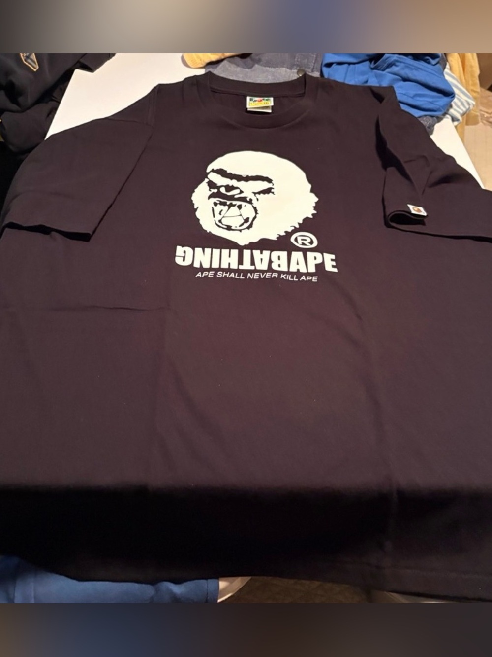 Bape Black Short-Sleeve Ape Logo Tee **just released** "upside down print"